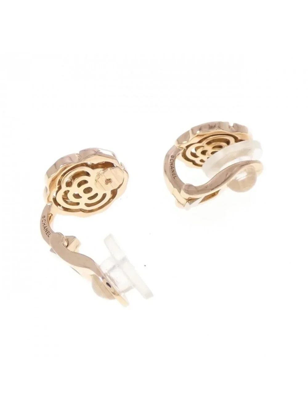 Chanel Camellia Earrings Gold